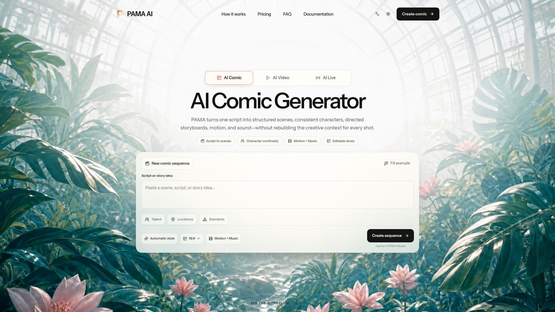 Captura de pantalla de Generador de Cómics PAMA AI