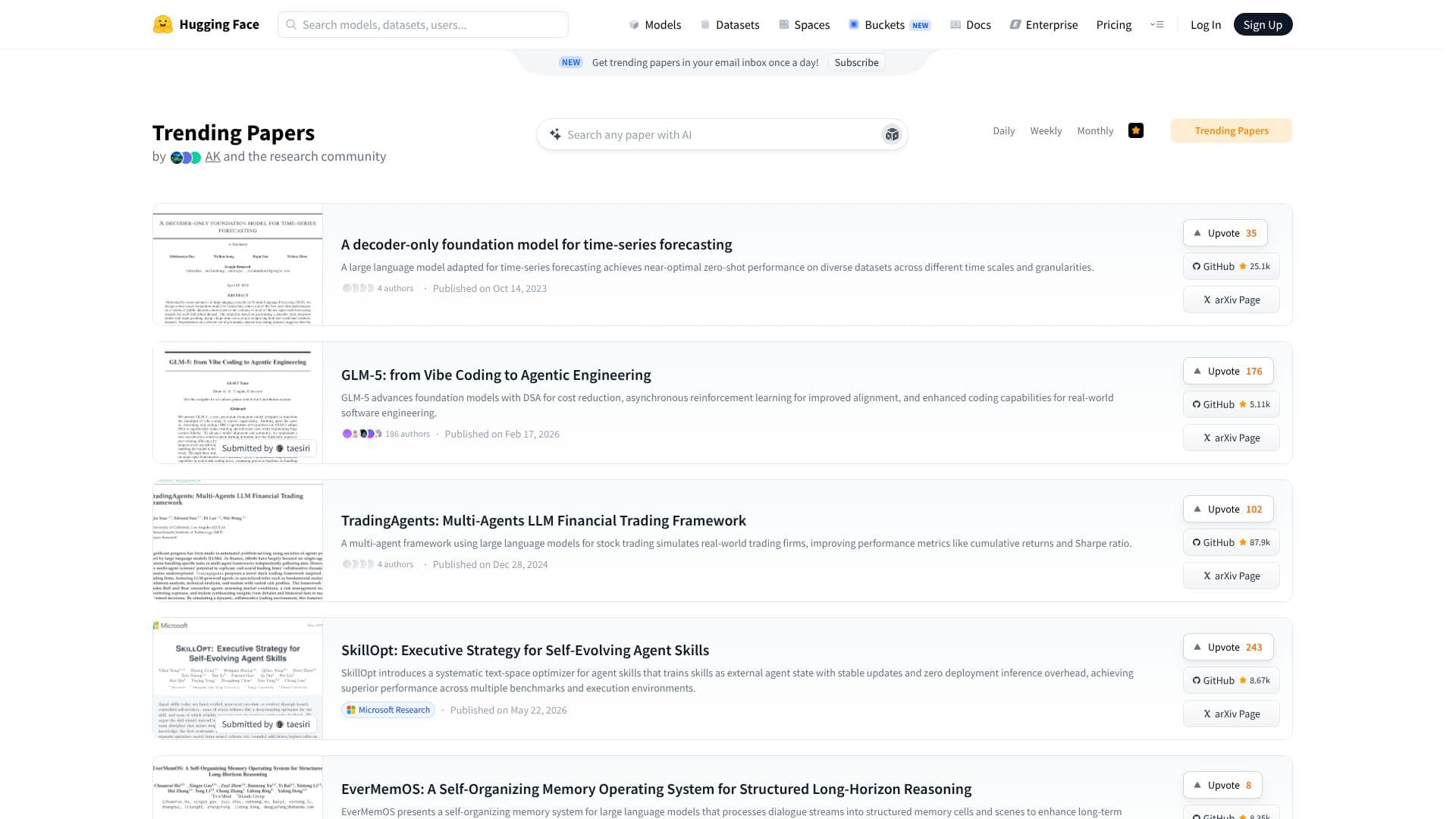 Captura de pantalla de Trending Papers