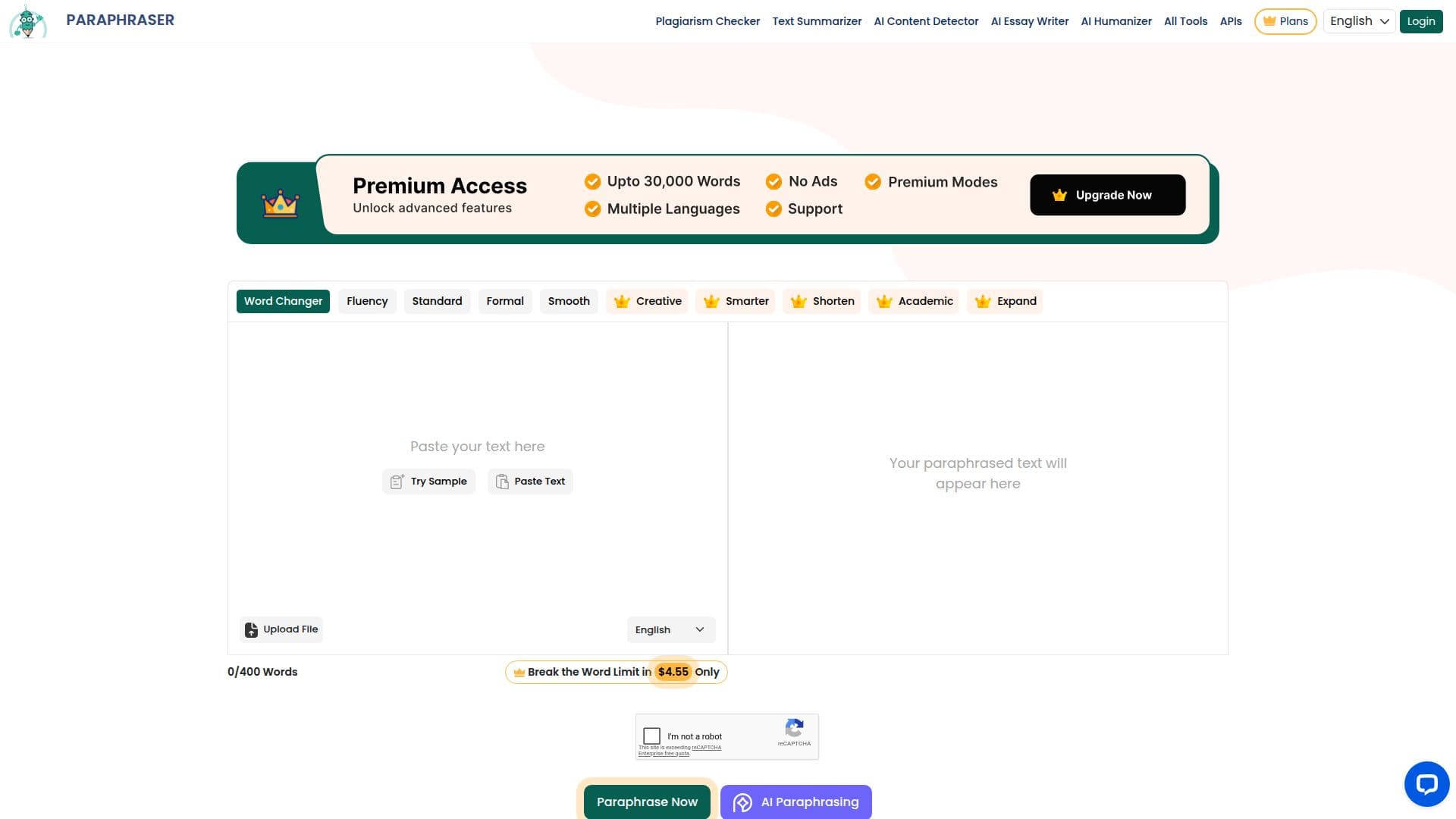 Скриншот Paraphraser.io