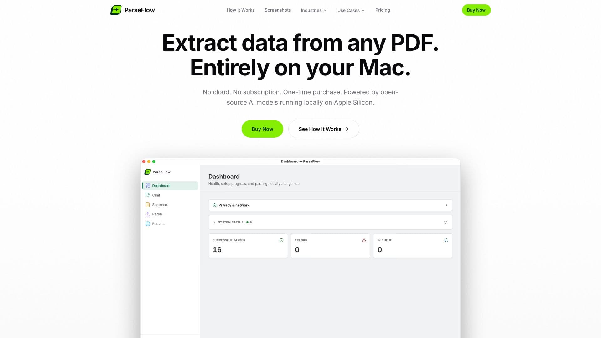 Capture d’écran de Extraction de données PDF ParseFlow