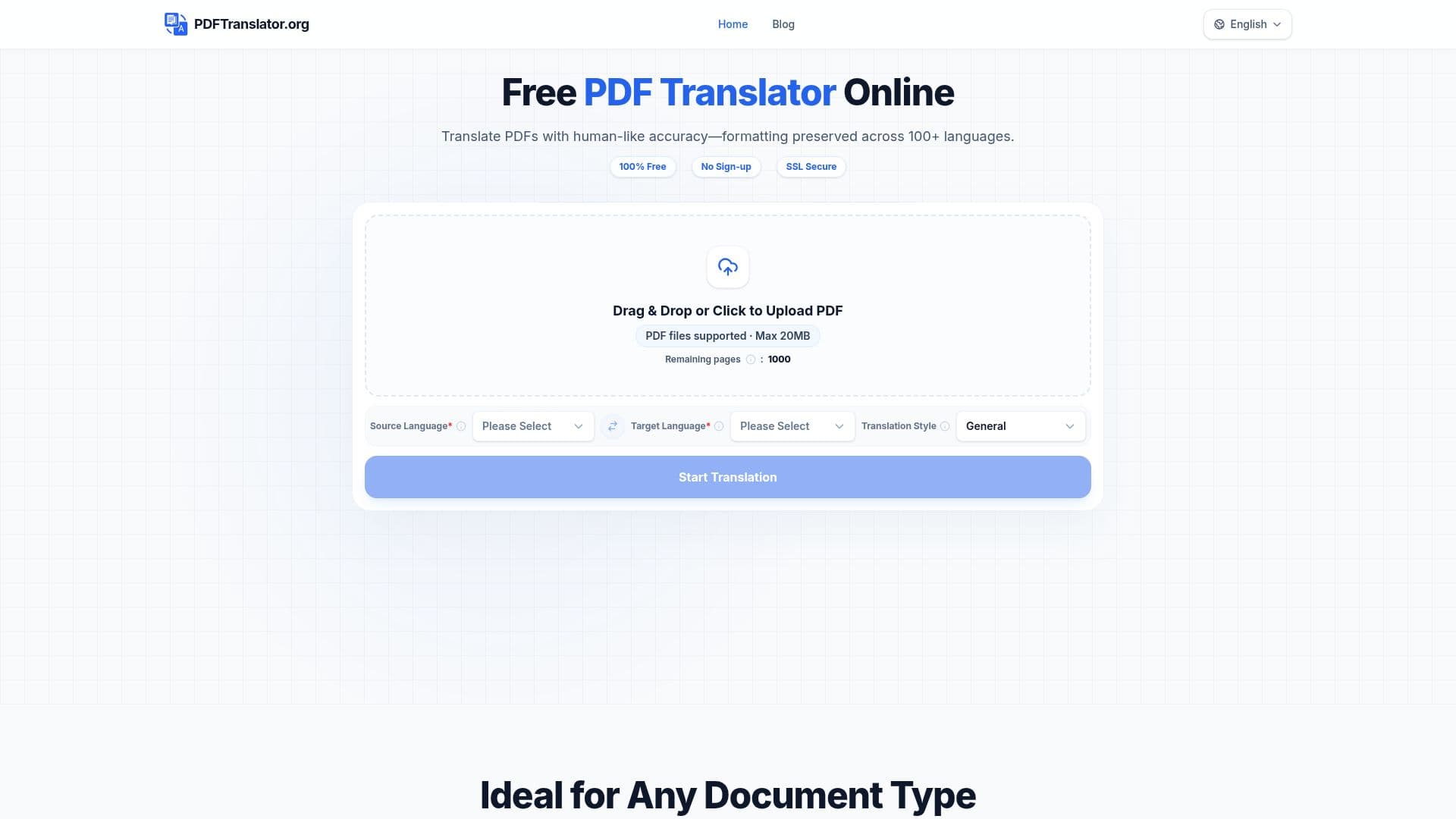 Tangkapan layar PDFTranslator