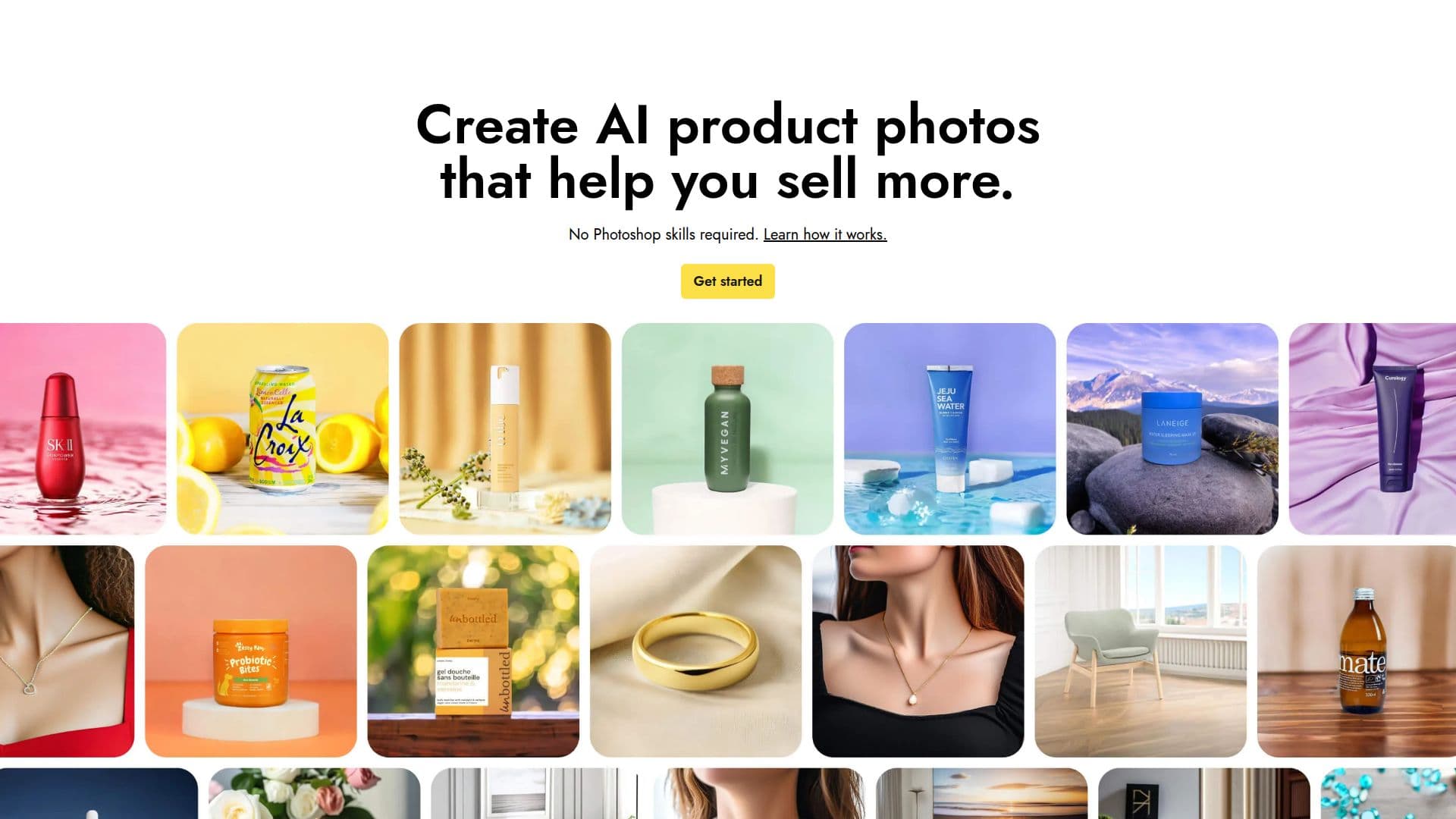 Screenshot von Pebblely AI Produktfotografie