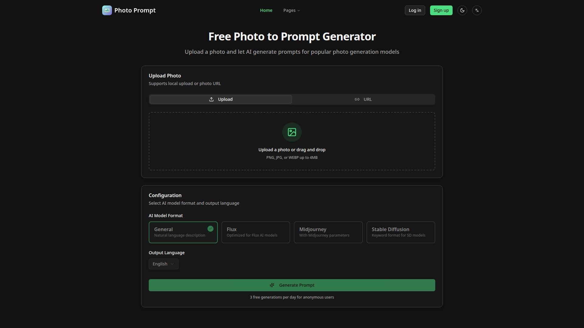 Tangkapan layar Photo Prompt