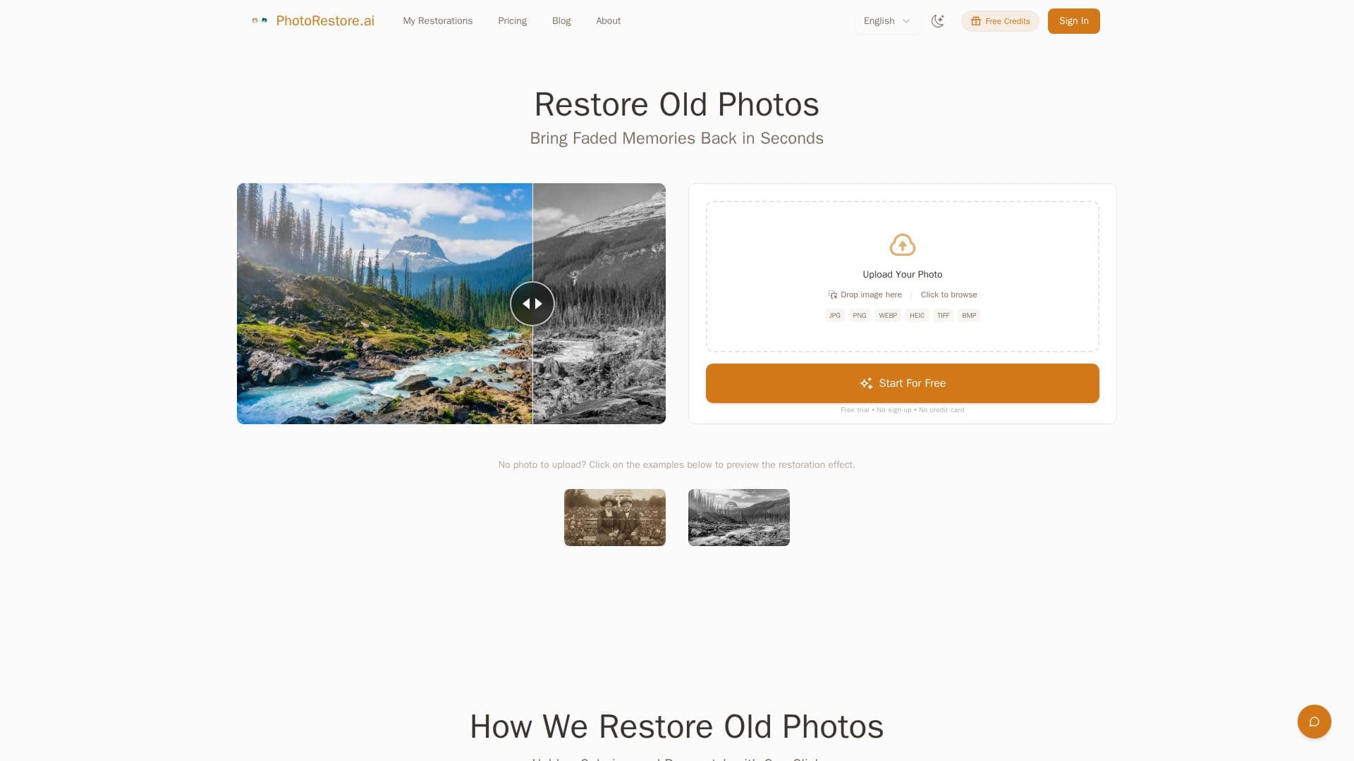 Screenshot von PhotoRestore.ai