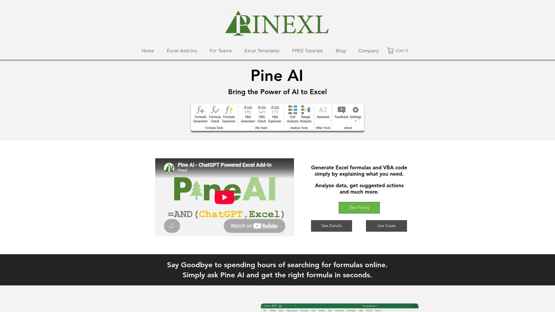 PineXL AI for Excel screenshot