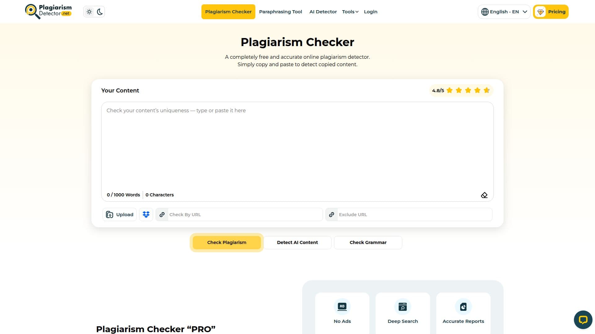 PlagiarismDetector.net screenshot