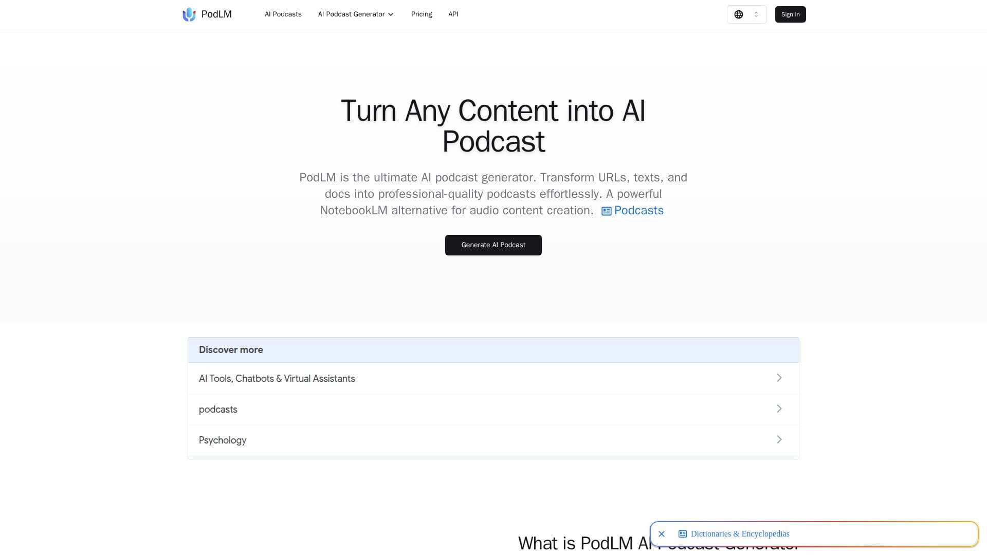 PodLM - AI Podcast Generator screenshot