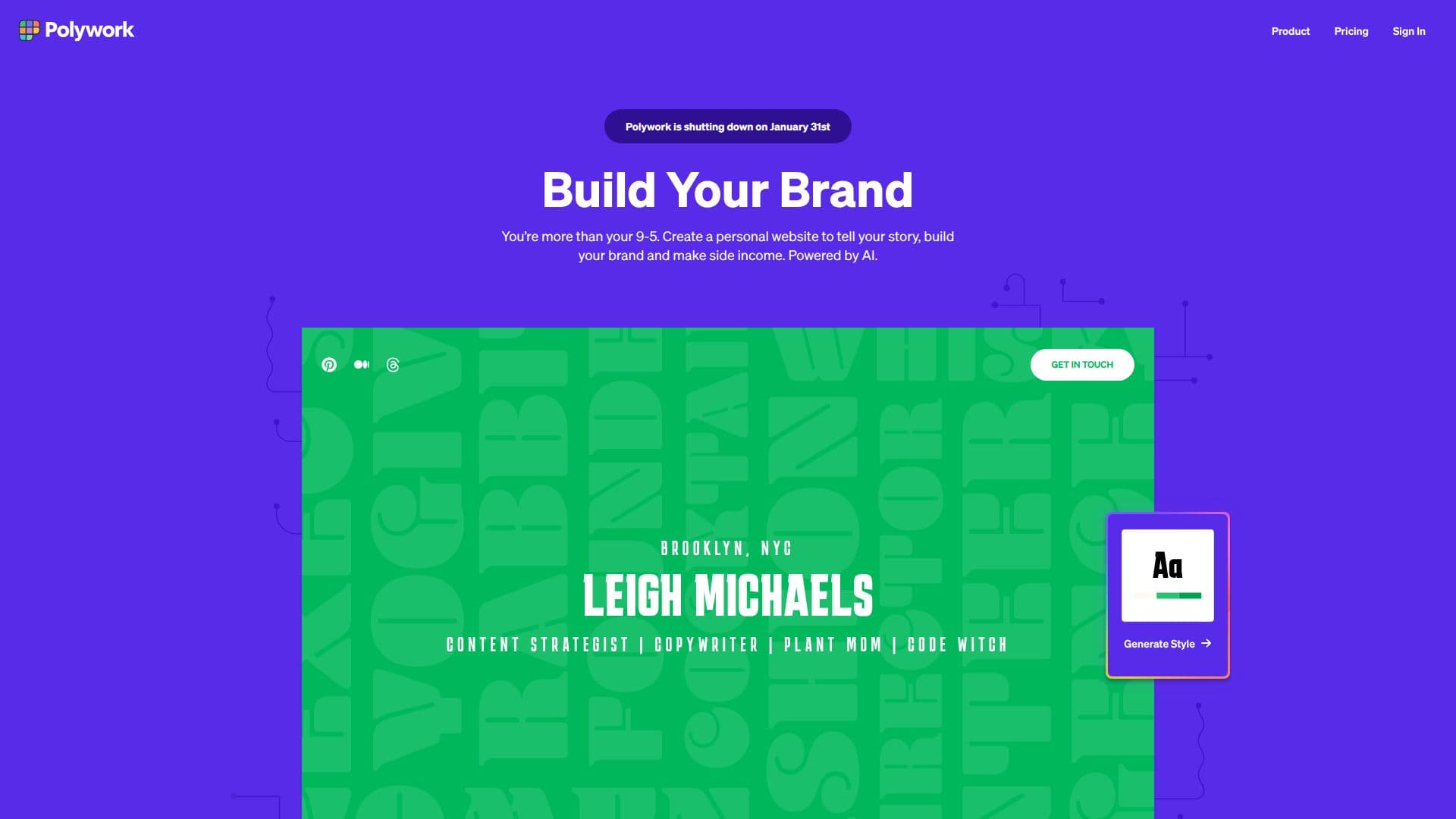 Polywork Personal Website Builder screenshot