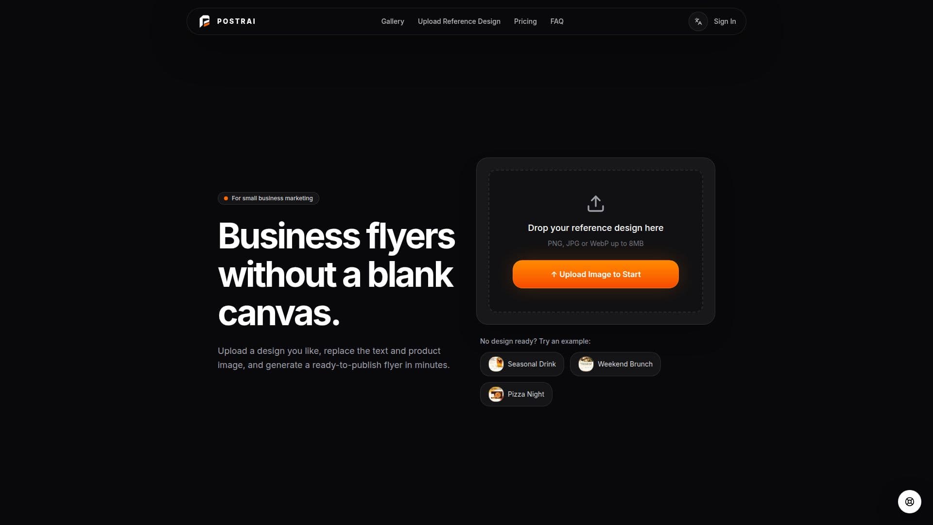 Captura de pantalla de Postrai - Generador de Flyers AI