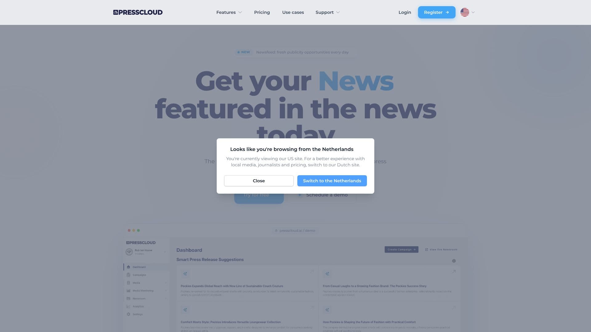 Presscloud screenshot