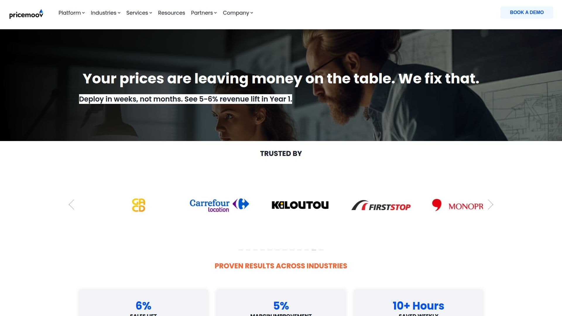 Pricemoov Pricing Platform screenshot