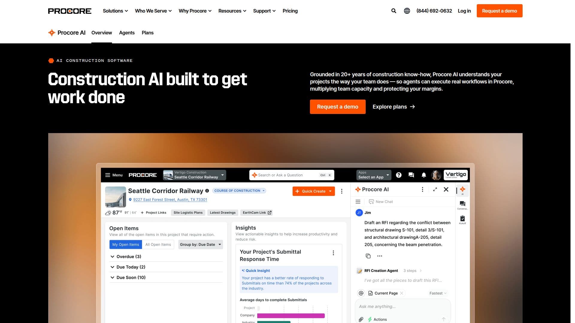 Procore AI Bau-Software screenshot