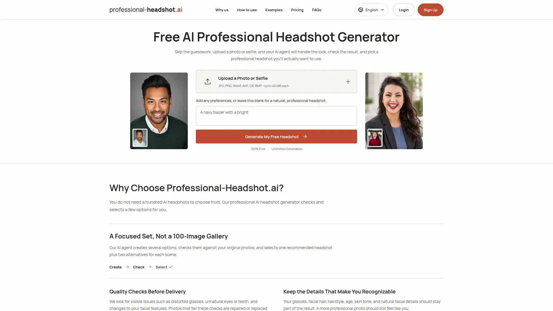 Screenshot von Professional-Headshot.ai
