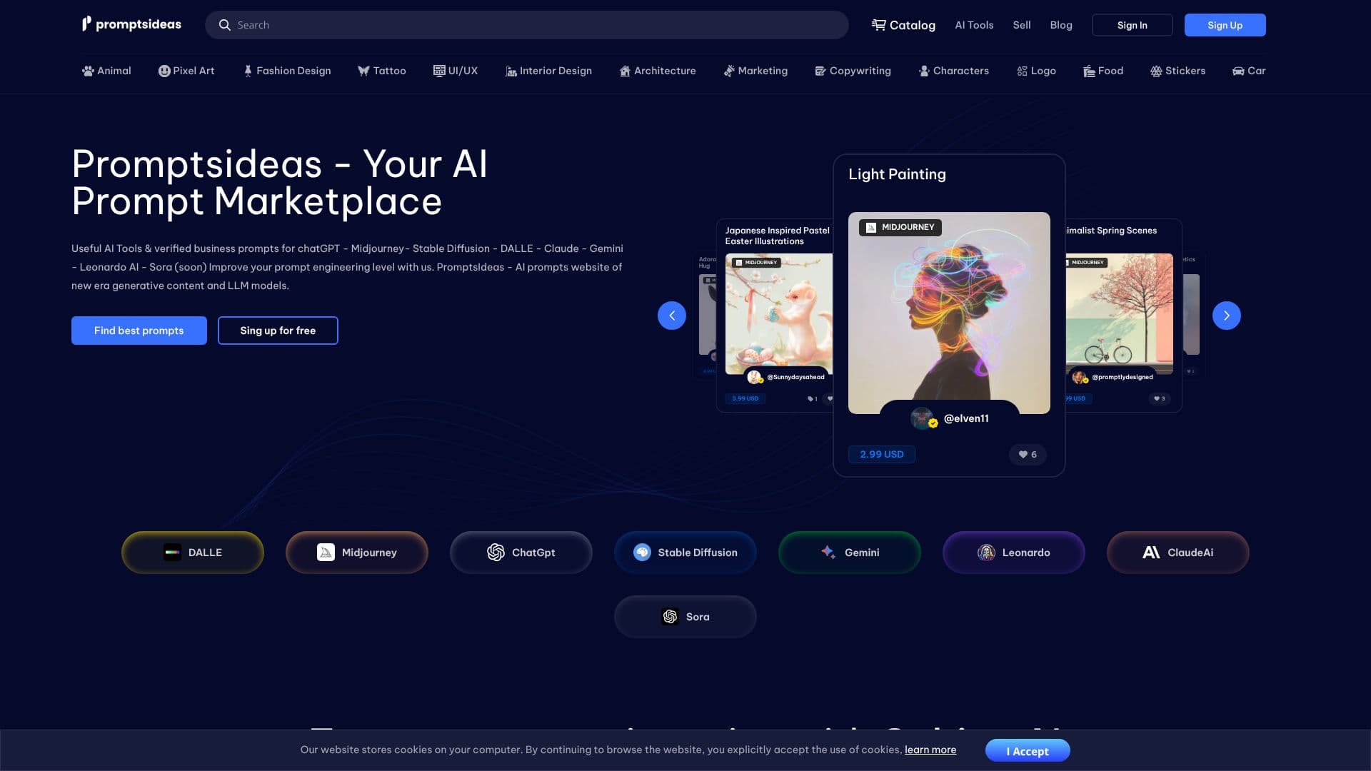 Tangkapan layar Promptsideas - AI Prompts