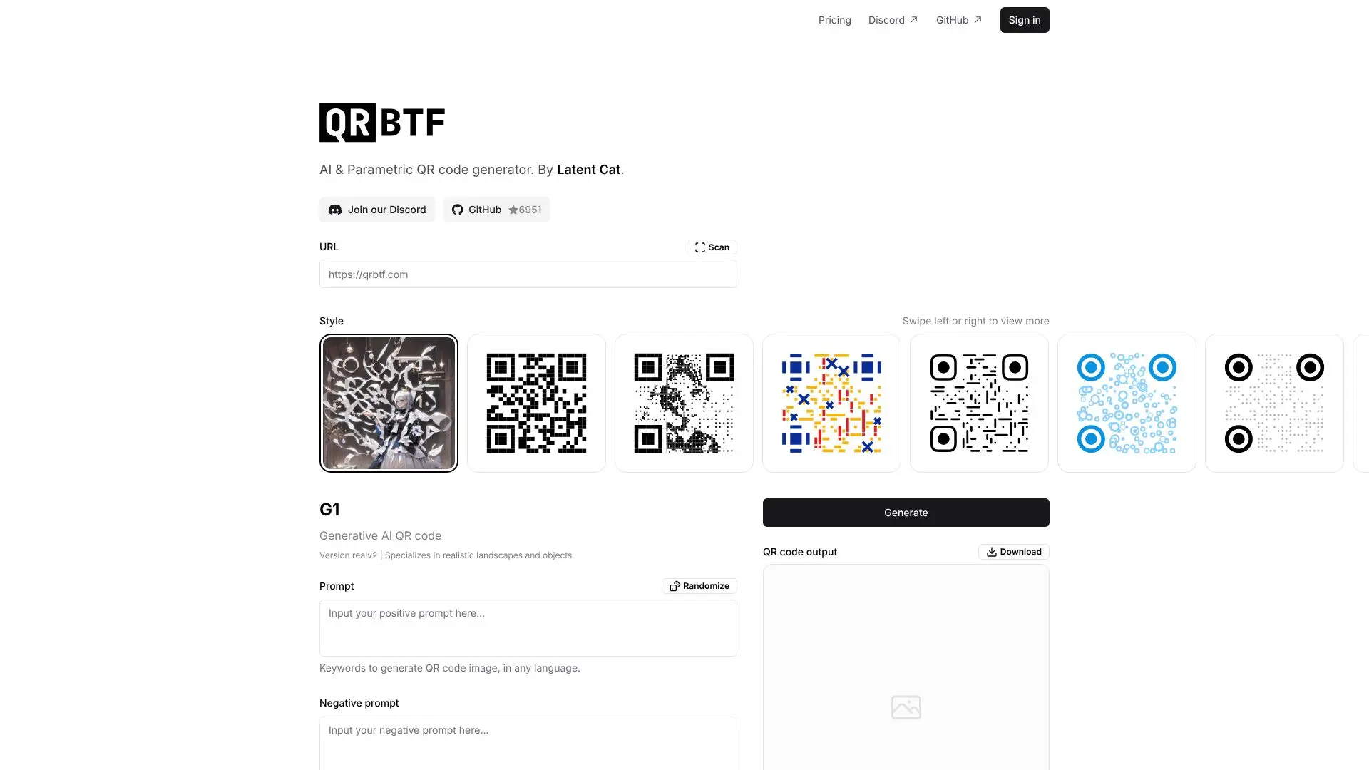 QRBTF AI QR 코드 생성기 스크린샷