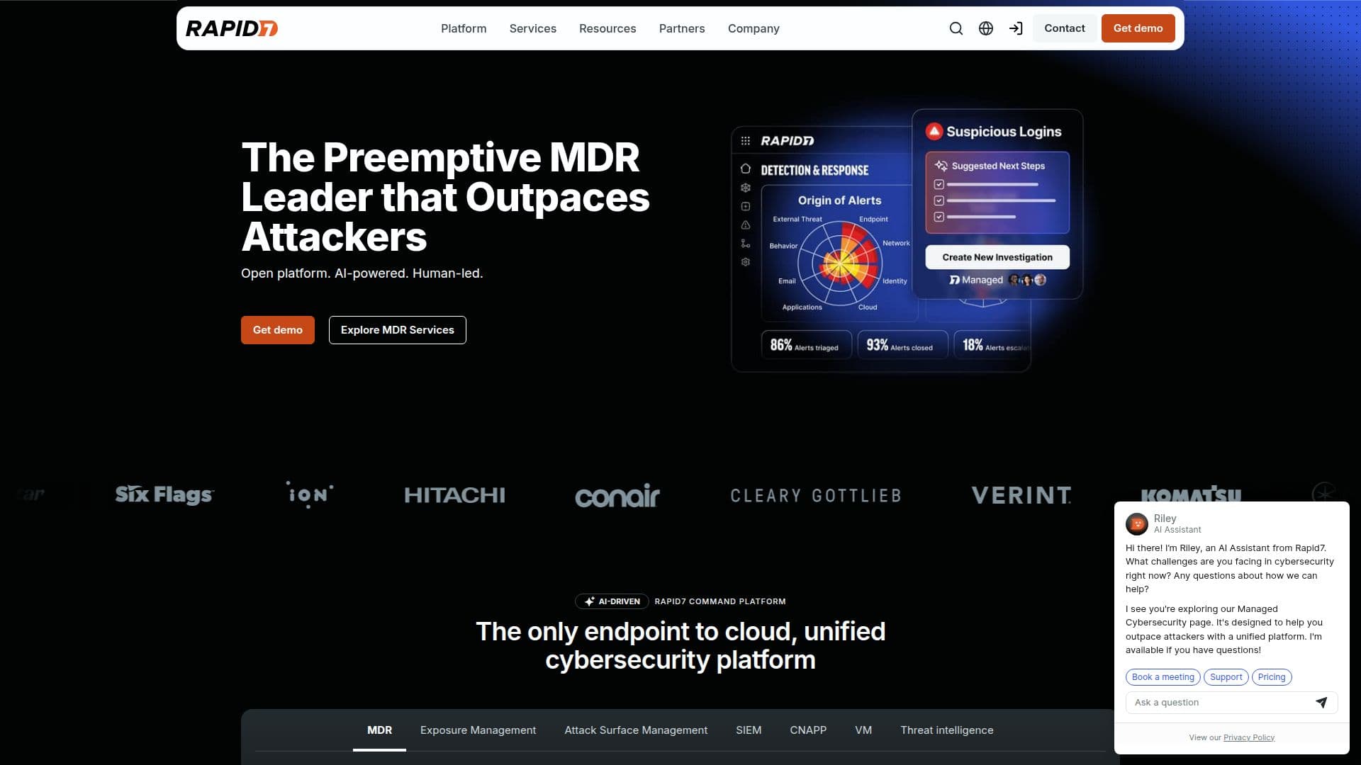 Rapid7 Managed Cybersecurity screenshot