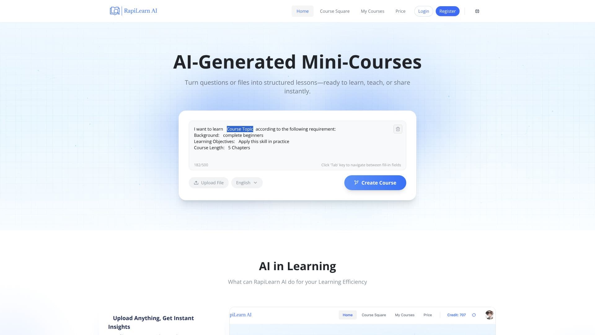 Скриншот RapiLearn AI