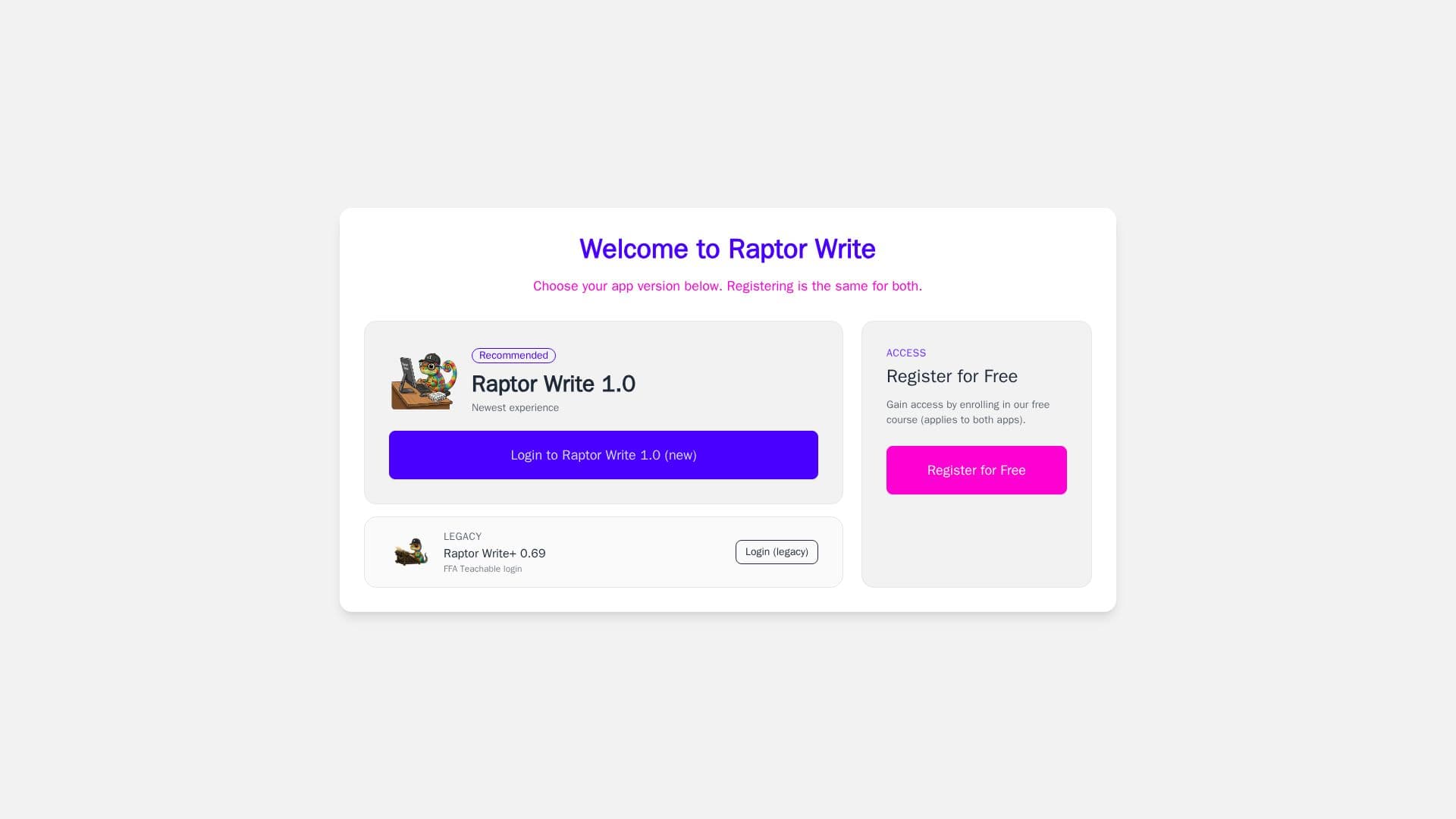 Raptor Write screenshot