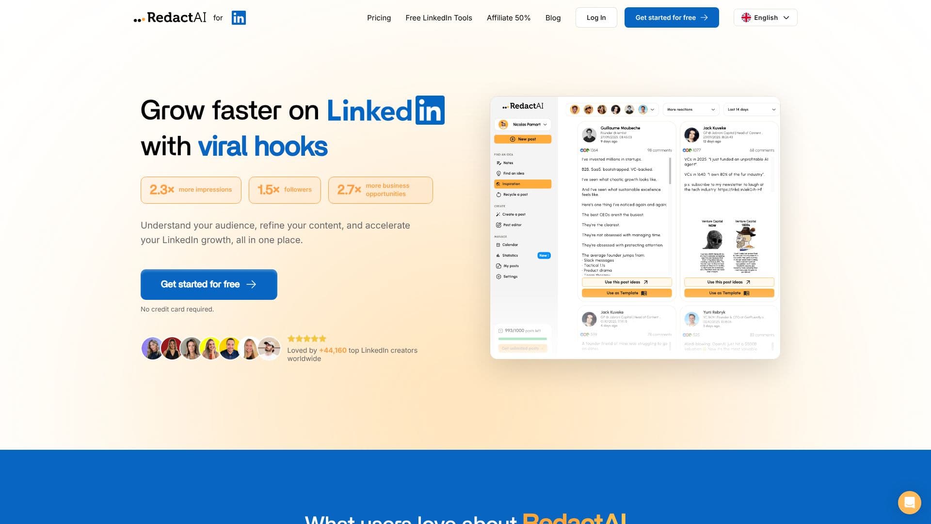 Tangkapan layar Generator Post LinkedIn RedactAI