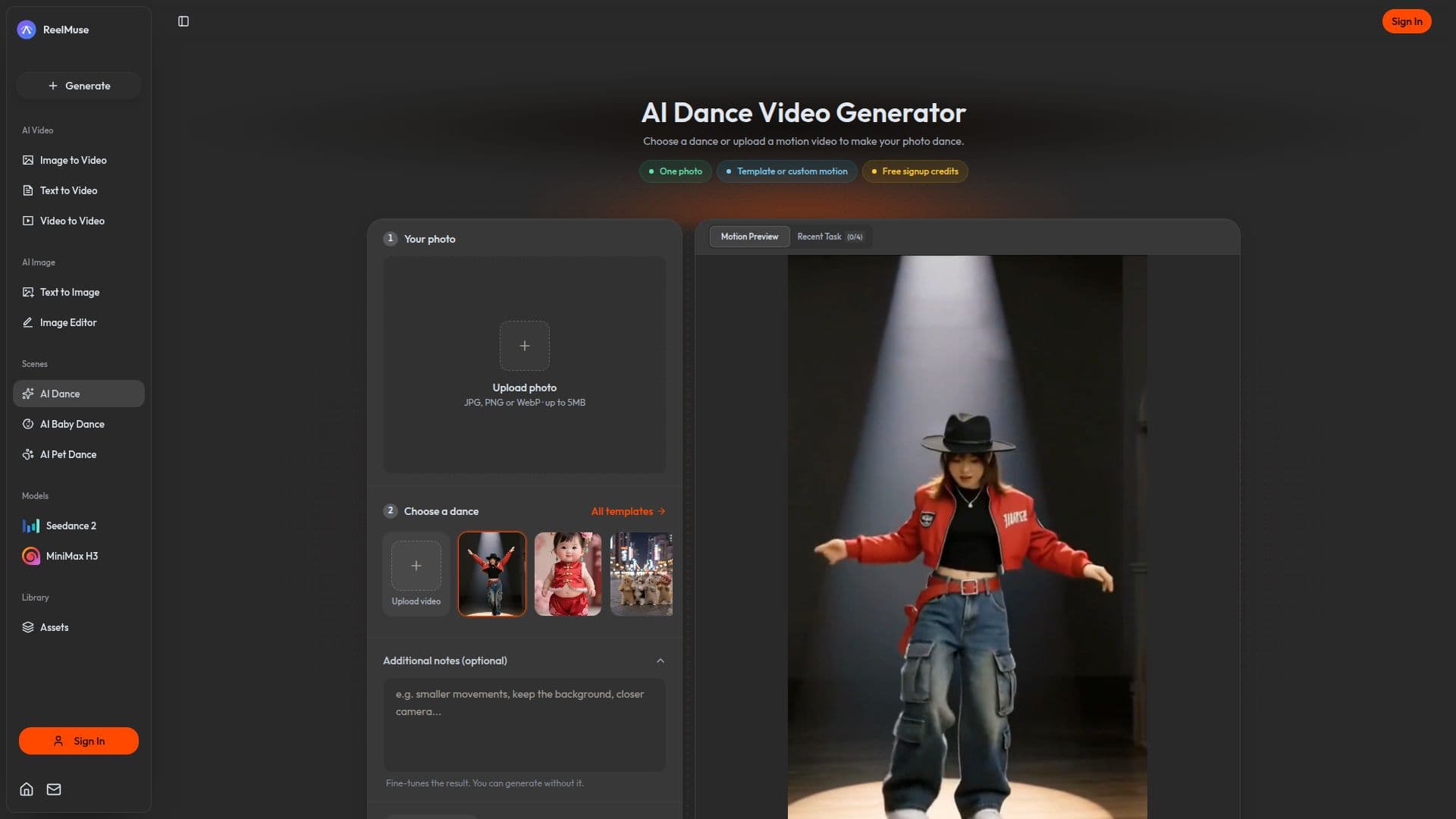 ReelMuse — AI Dance Video Generator screenshot
