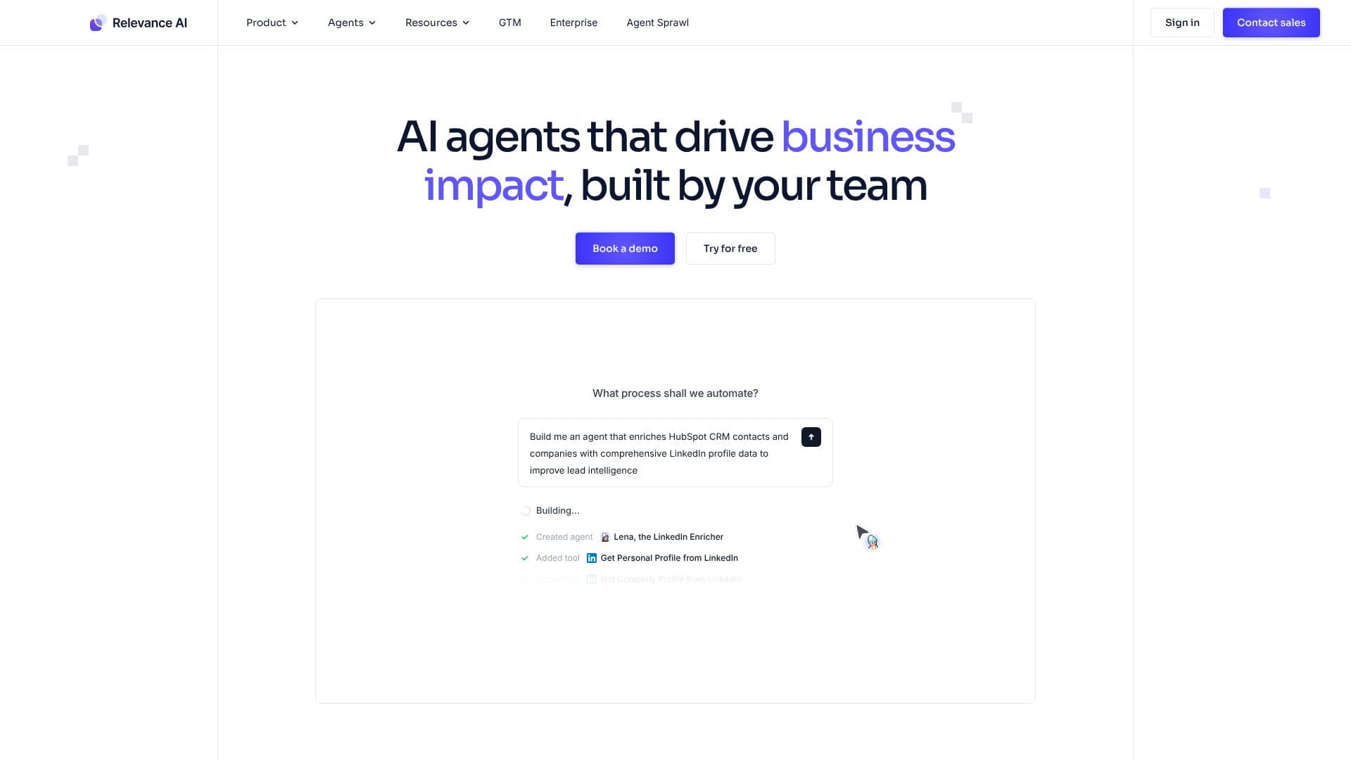 Capture d’écran de Relevance AI Agents