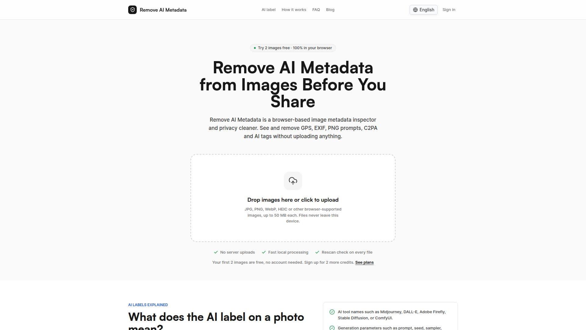 Remove AI Metadata のスクリーンショット