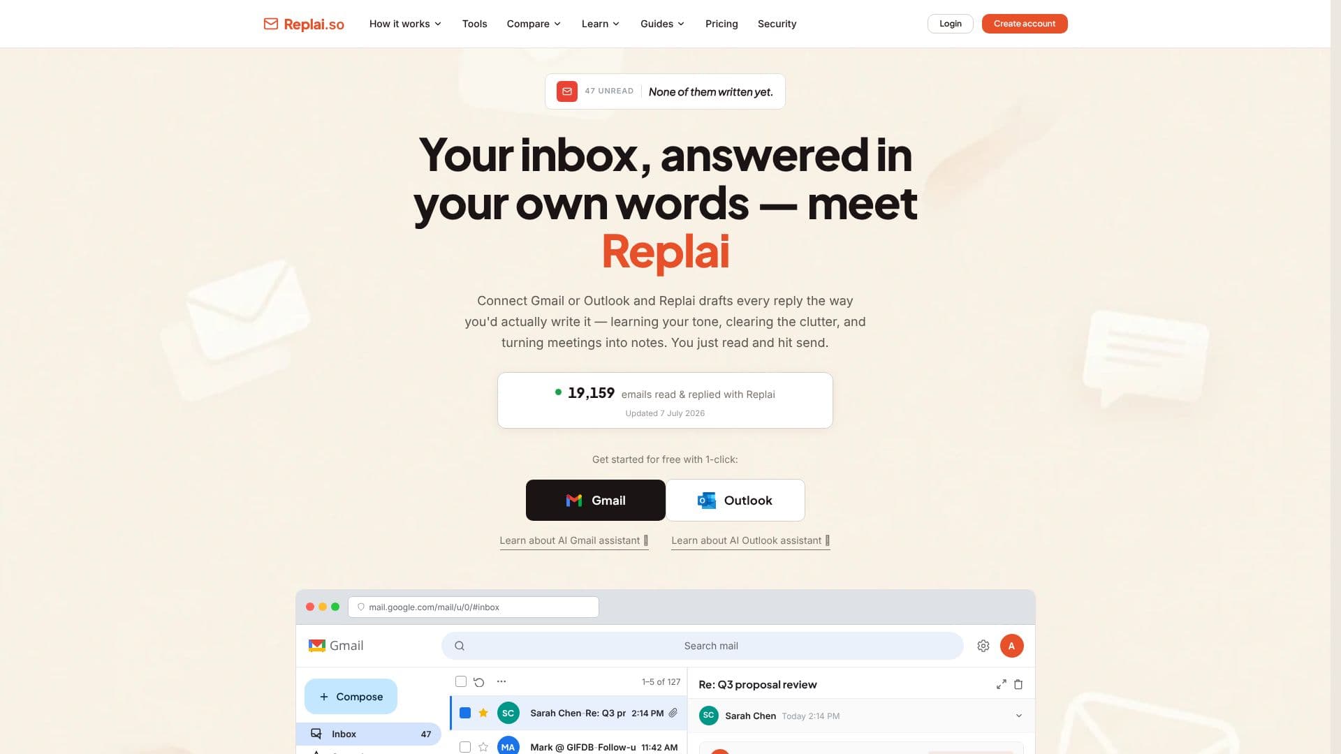 Capture d’écran de Replai AI Email Assistant