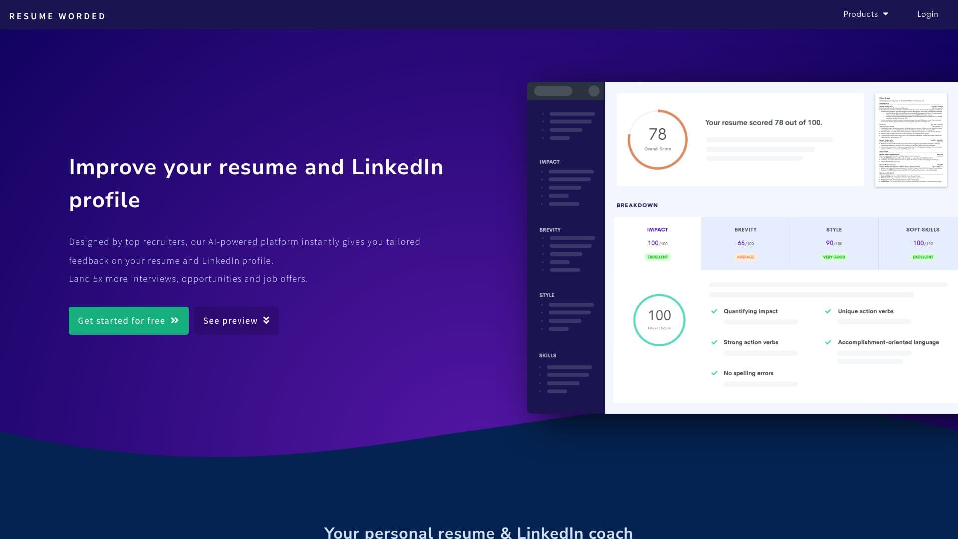 لقطة شاشة لـ Resume Worded