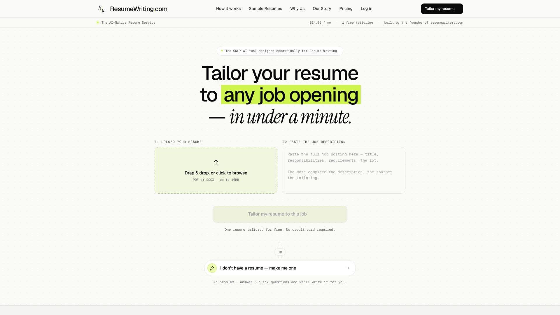 ResumeWriting.com AI 工具 截图