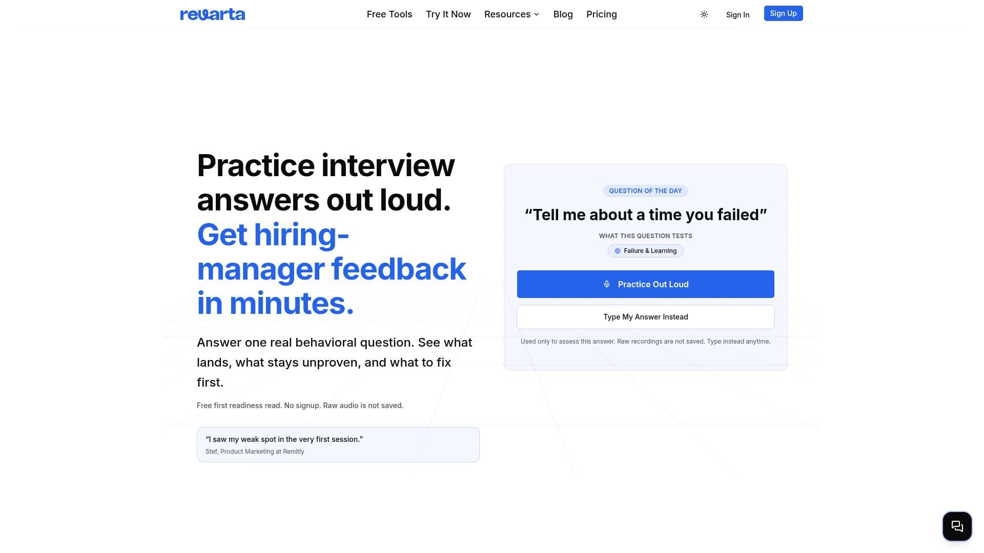 Revarta AI Interview Coach screenshot