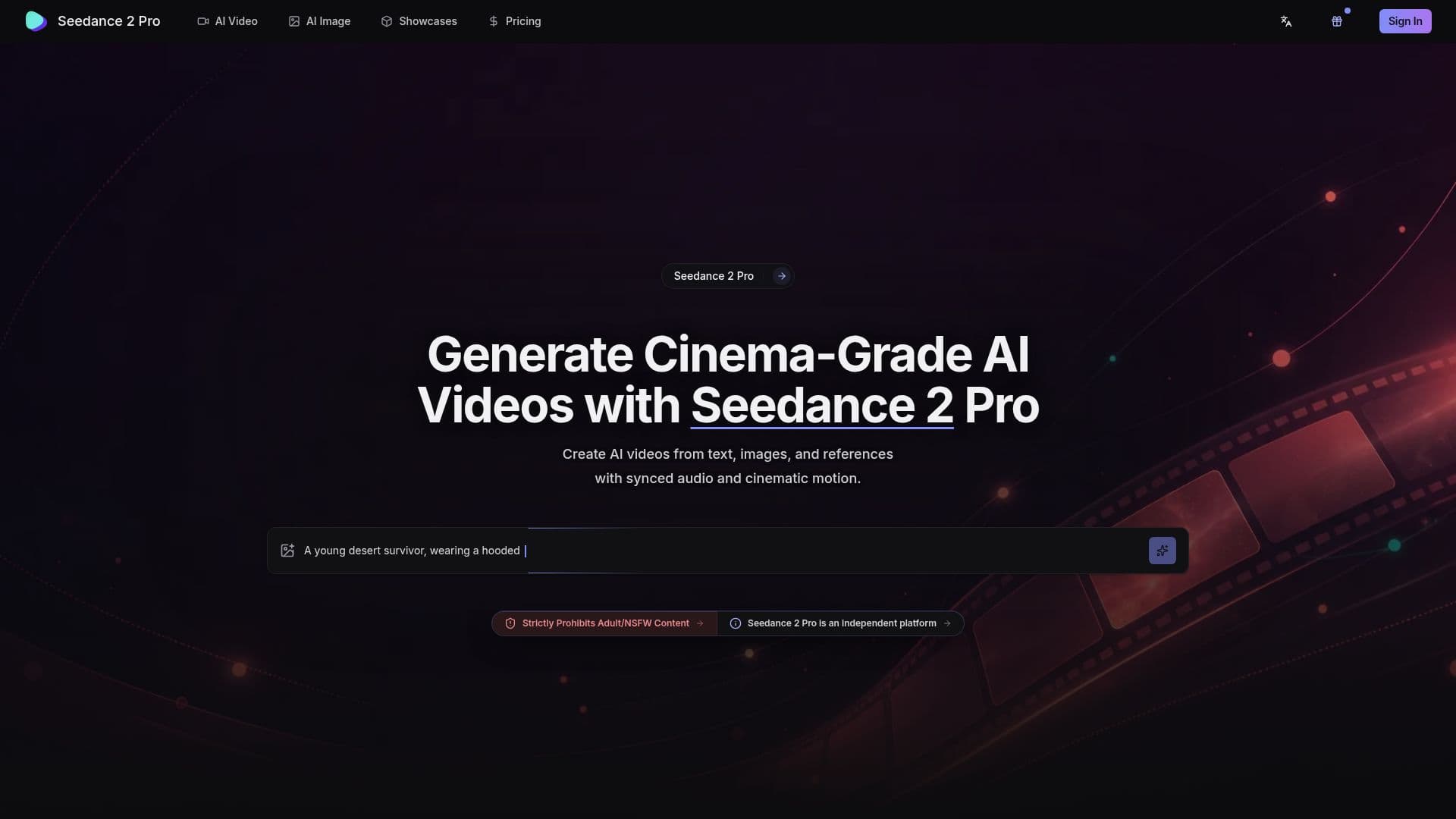 Captura de pantalla de Seedance 2 Pro