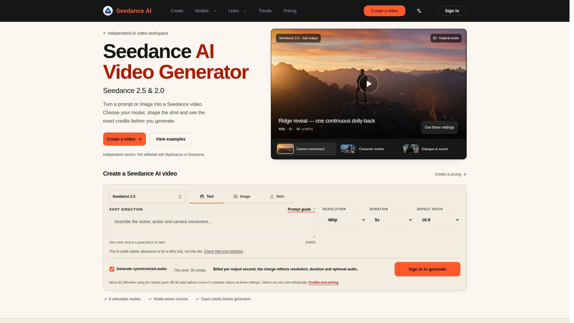 Seedance AI 视频生成器 截图