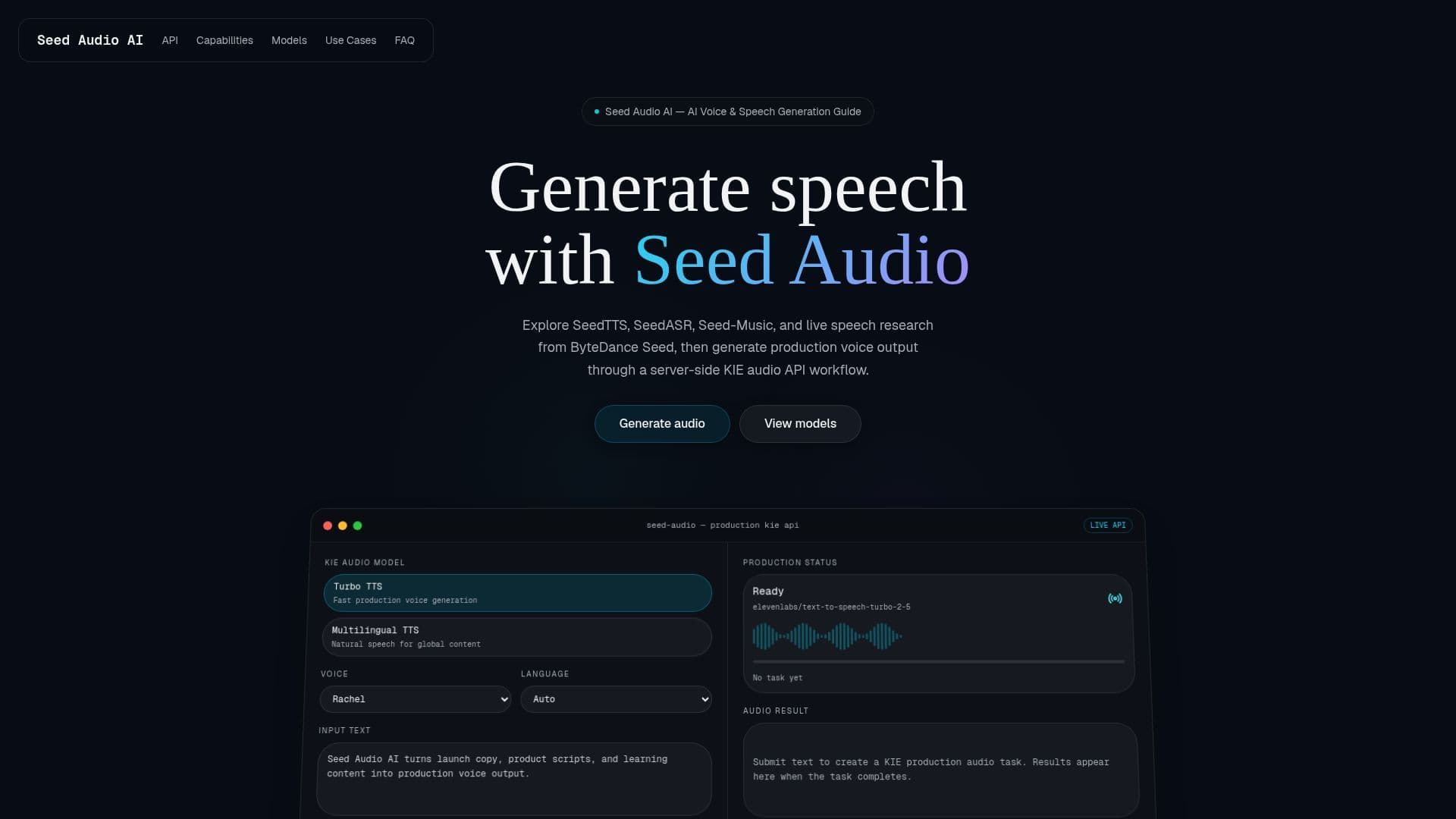 Tangkapan layar Seed Audio AI