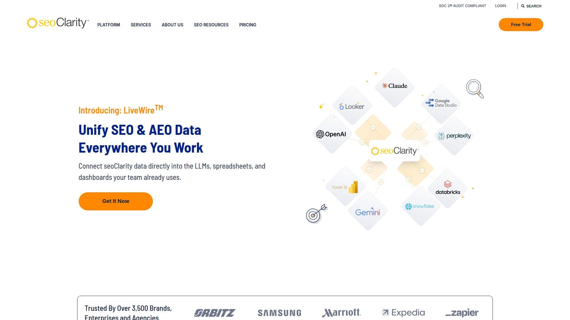 Screenshot von seoClarity - Einheitliche SEO- und AEO-Plattform