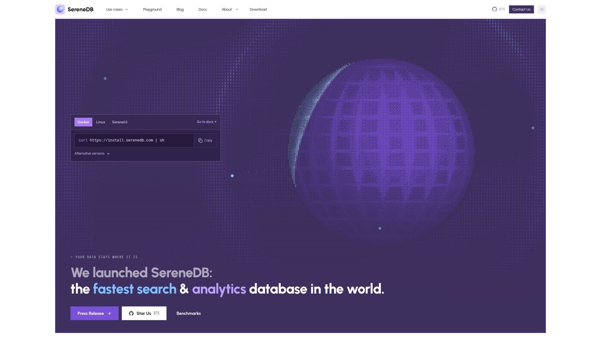 Screenshot von SereneDB
