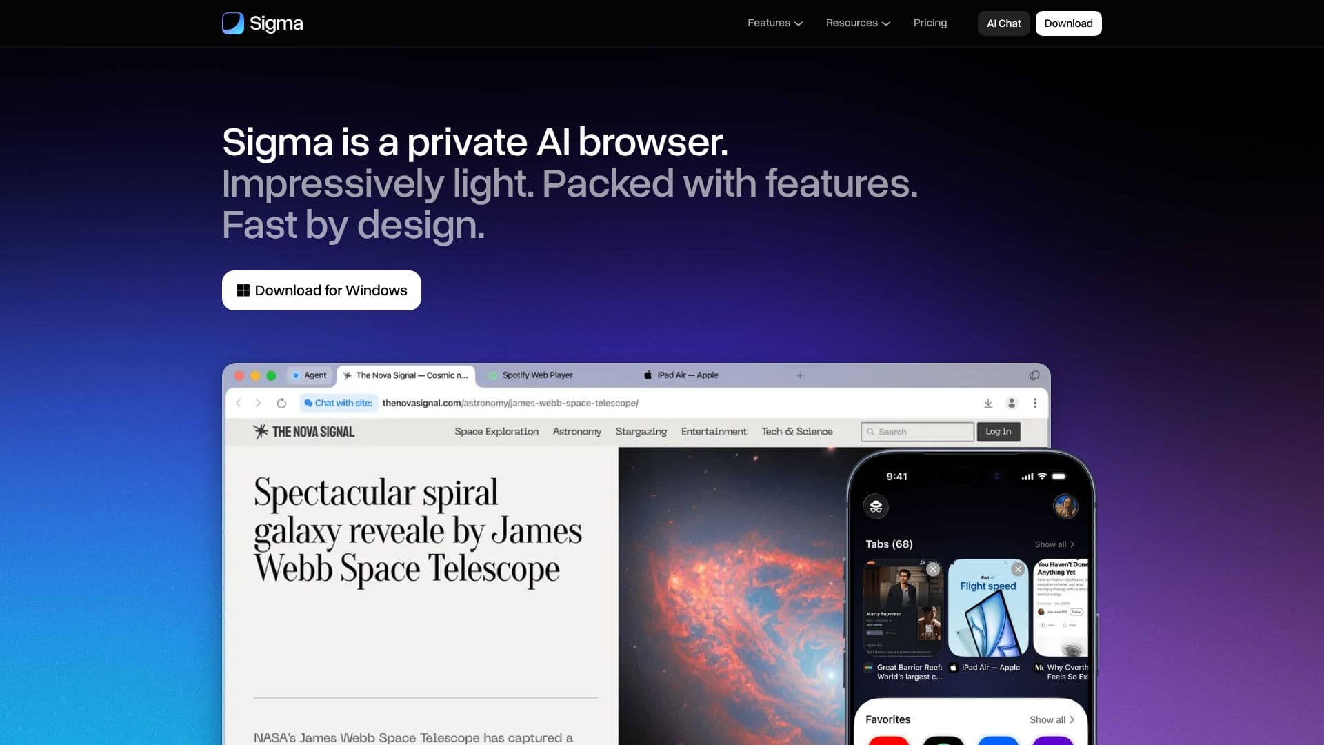 Sigma Private AI Browser screenshot