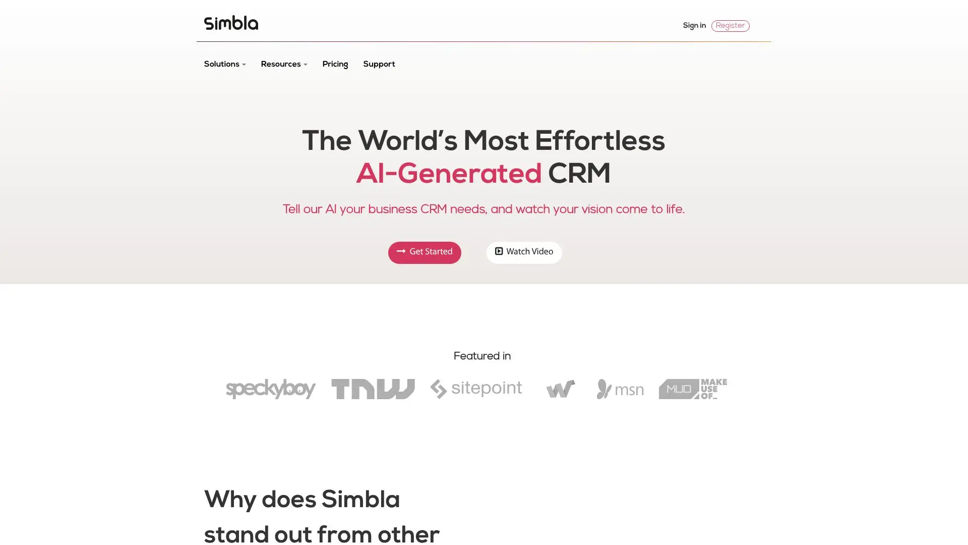 Скриншот Simbla AI CRM
