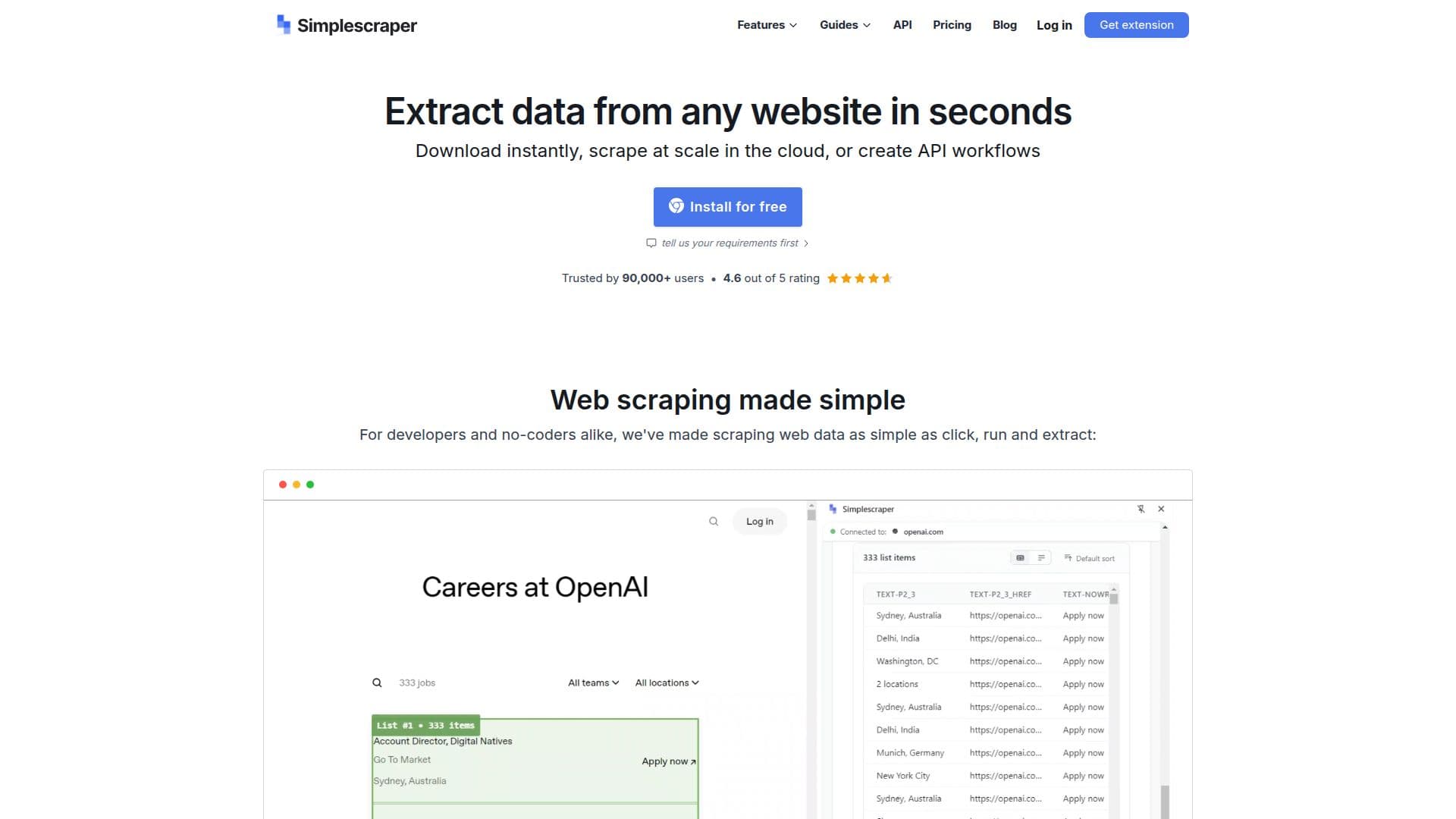 Simplescraper — 웹 스크래핑 도구 screenshot