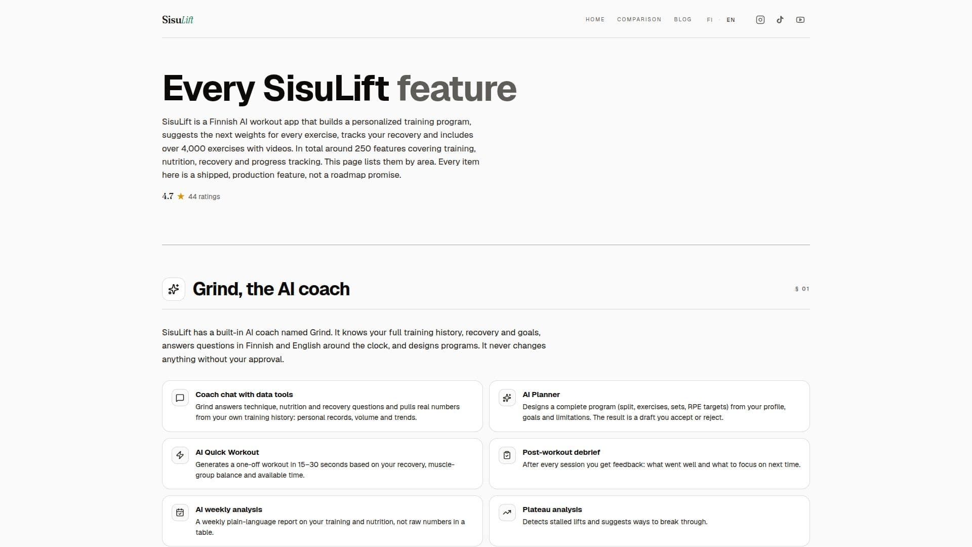 SisuLift AI Workout App screenshot