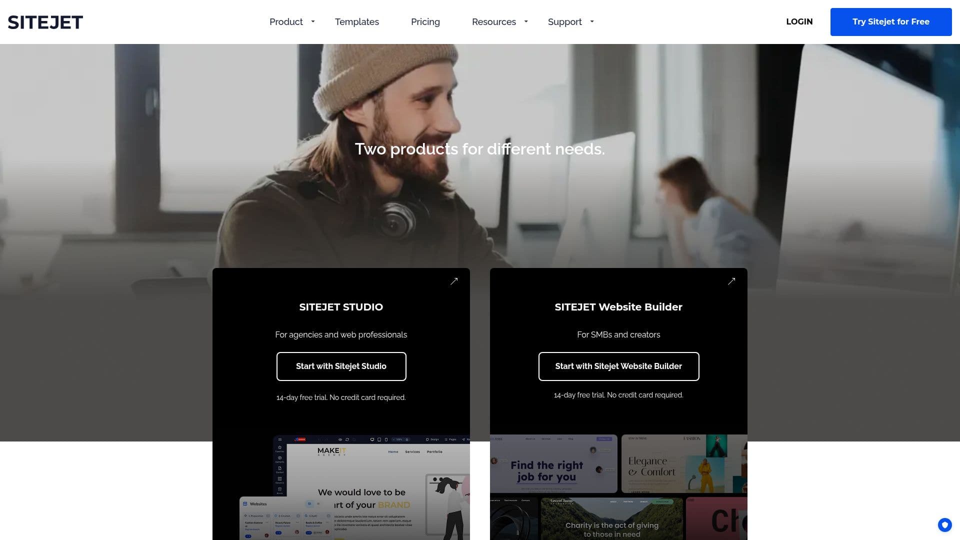 Screenshot von Sitejet Website Builder