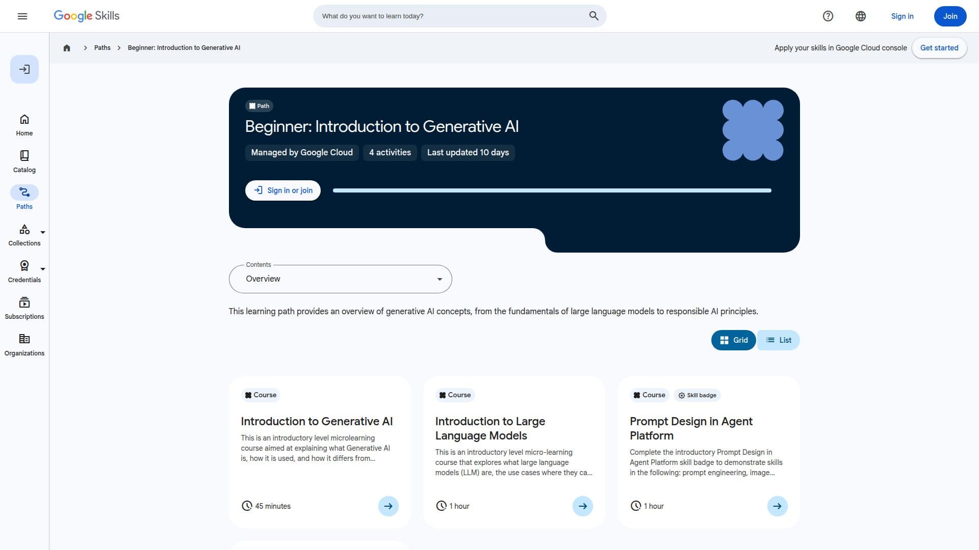 Generativer KI Lernpfad screenshot