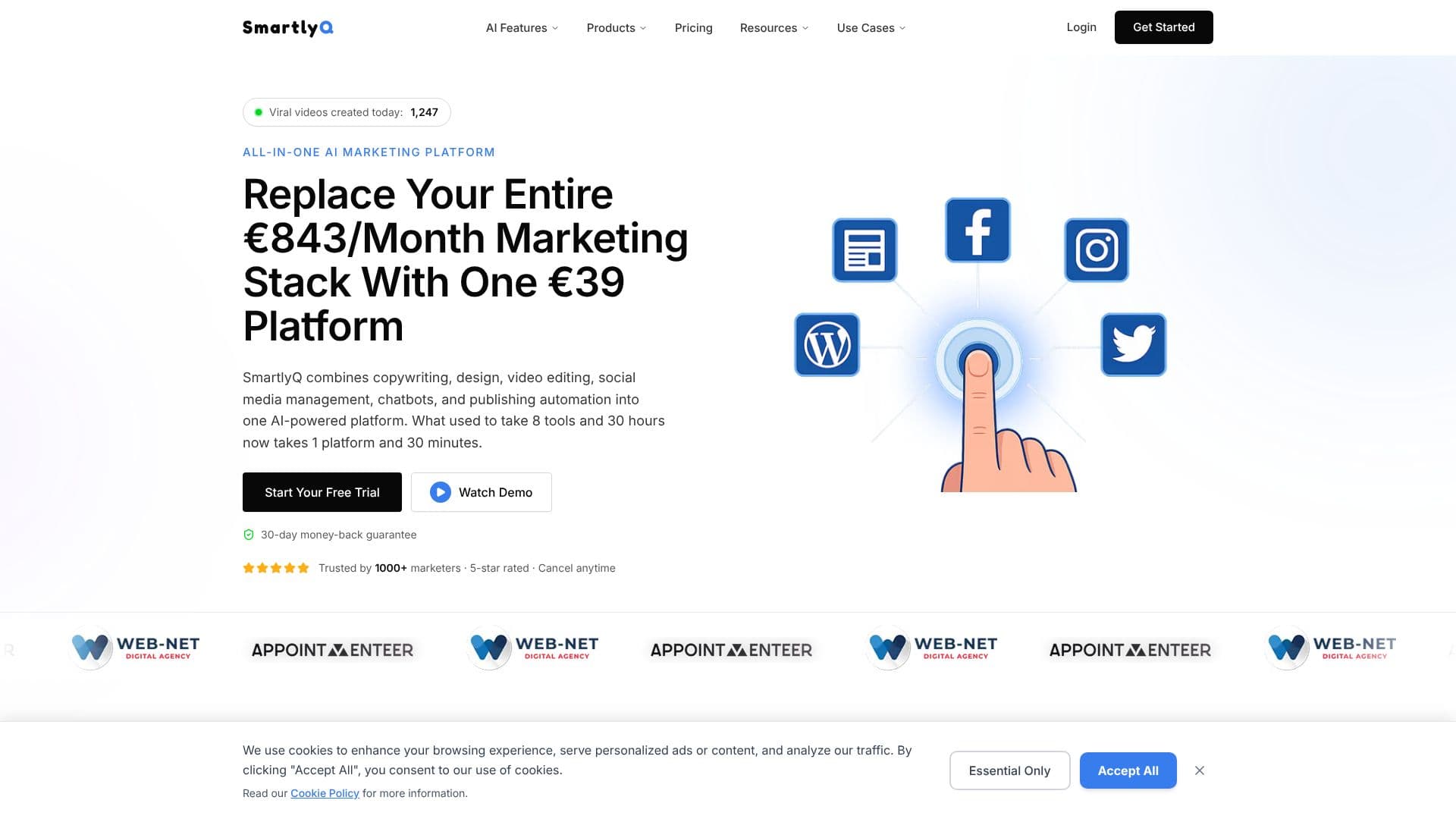 Screenshot von SmartlyQ - KI-Marketingplattform
