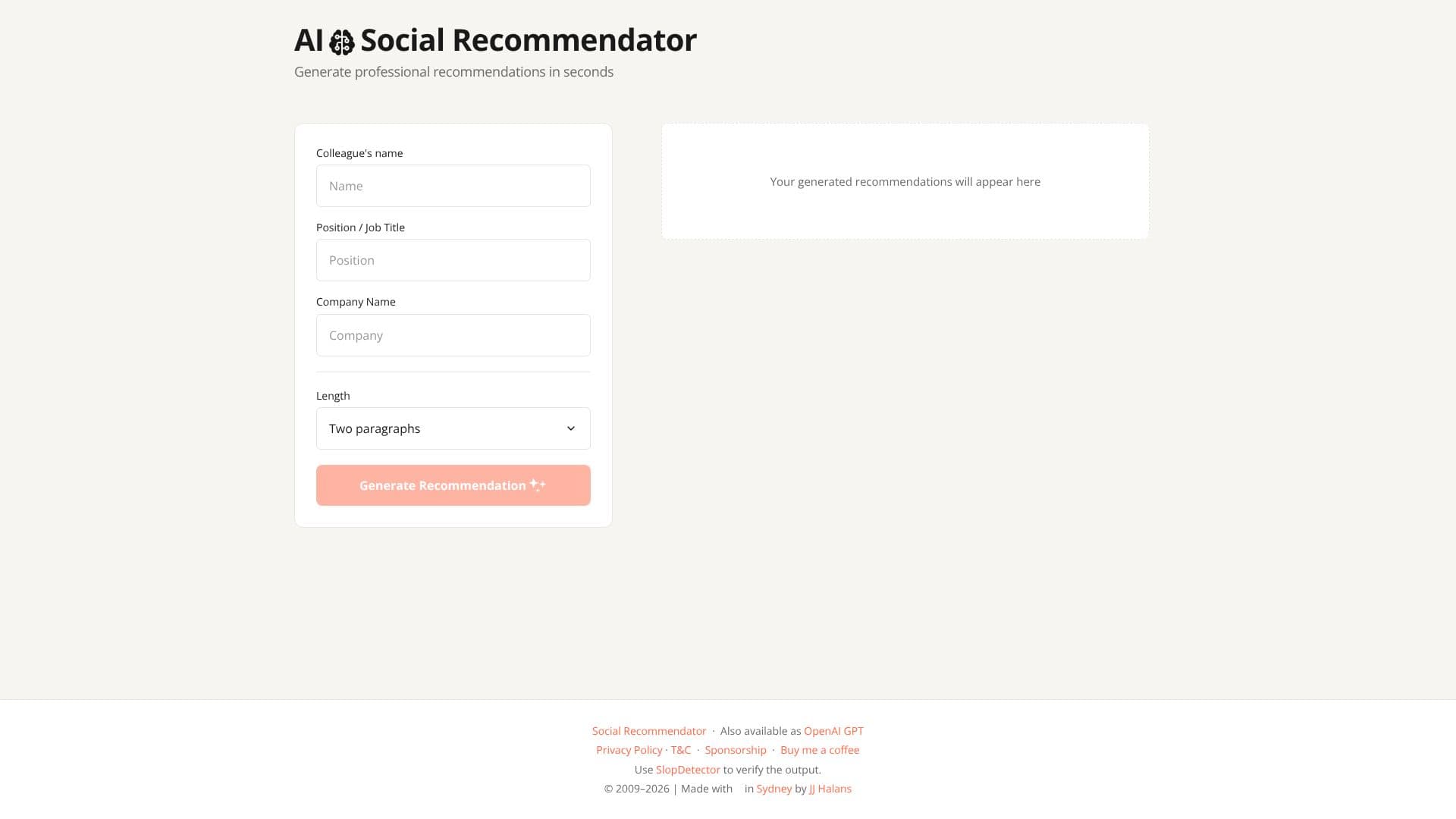 Captura de pantalla de Recomendador Social de IA
