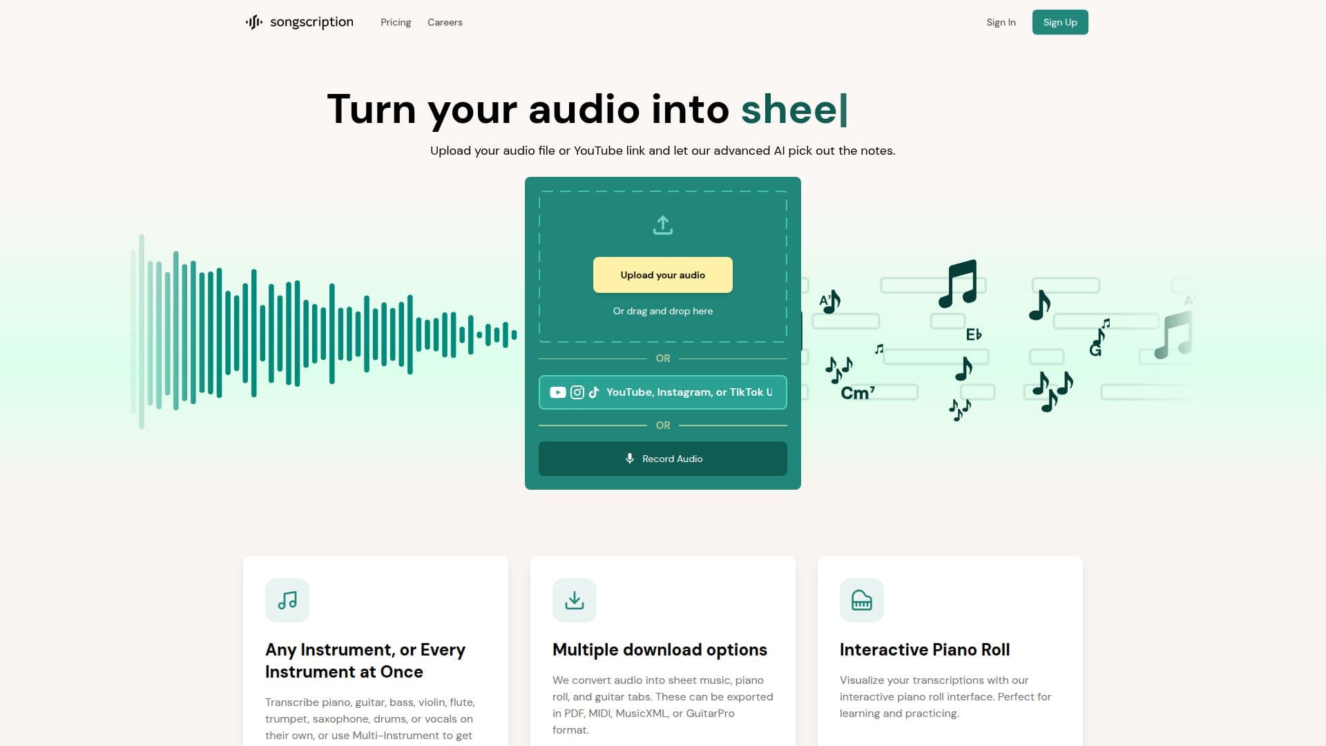 Screenshot von Songscription AI