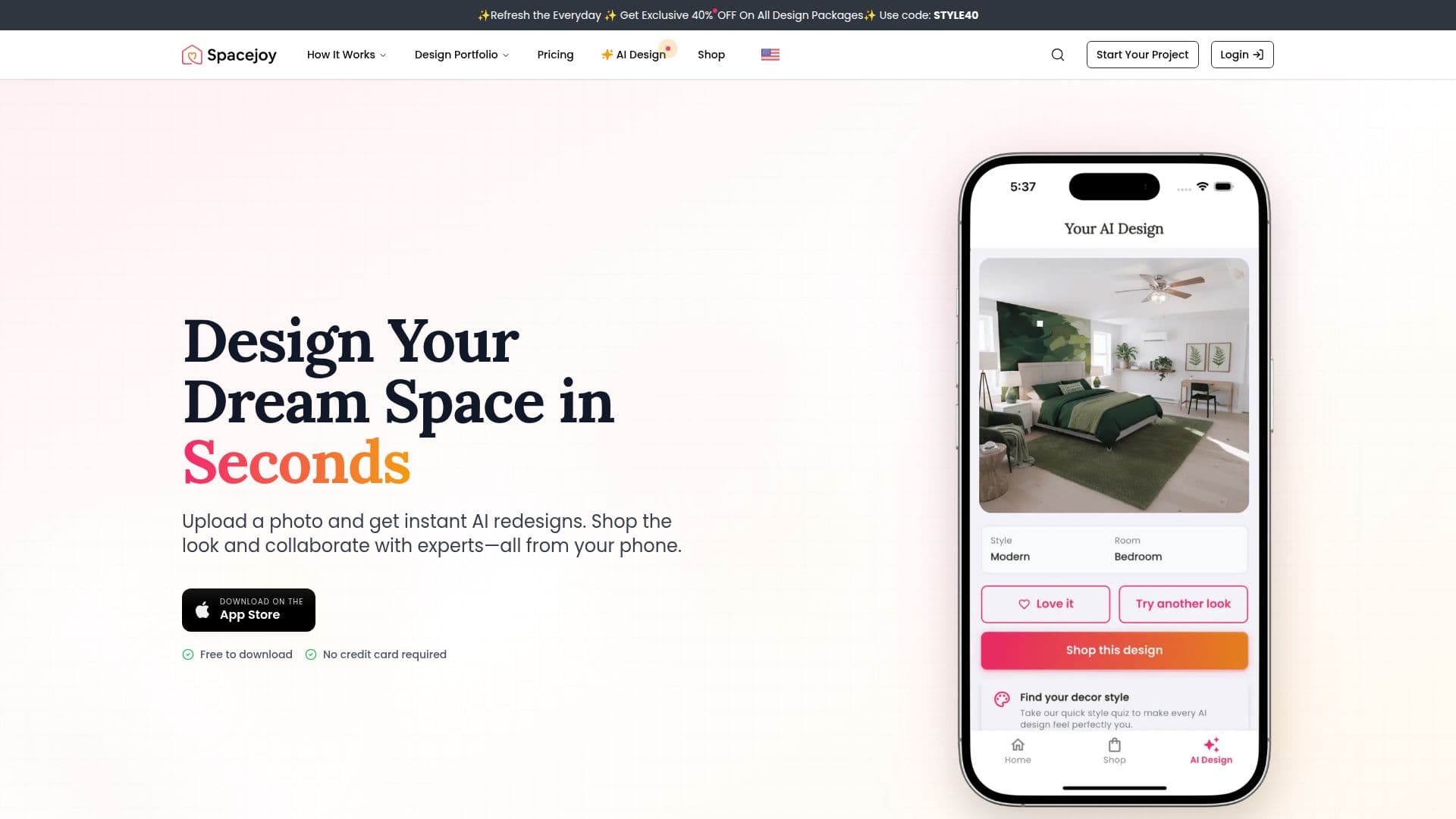 Spacejoy AI 设计应用 screenshot