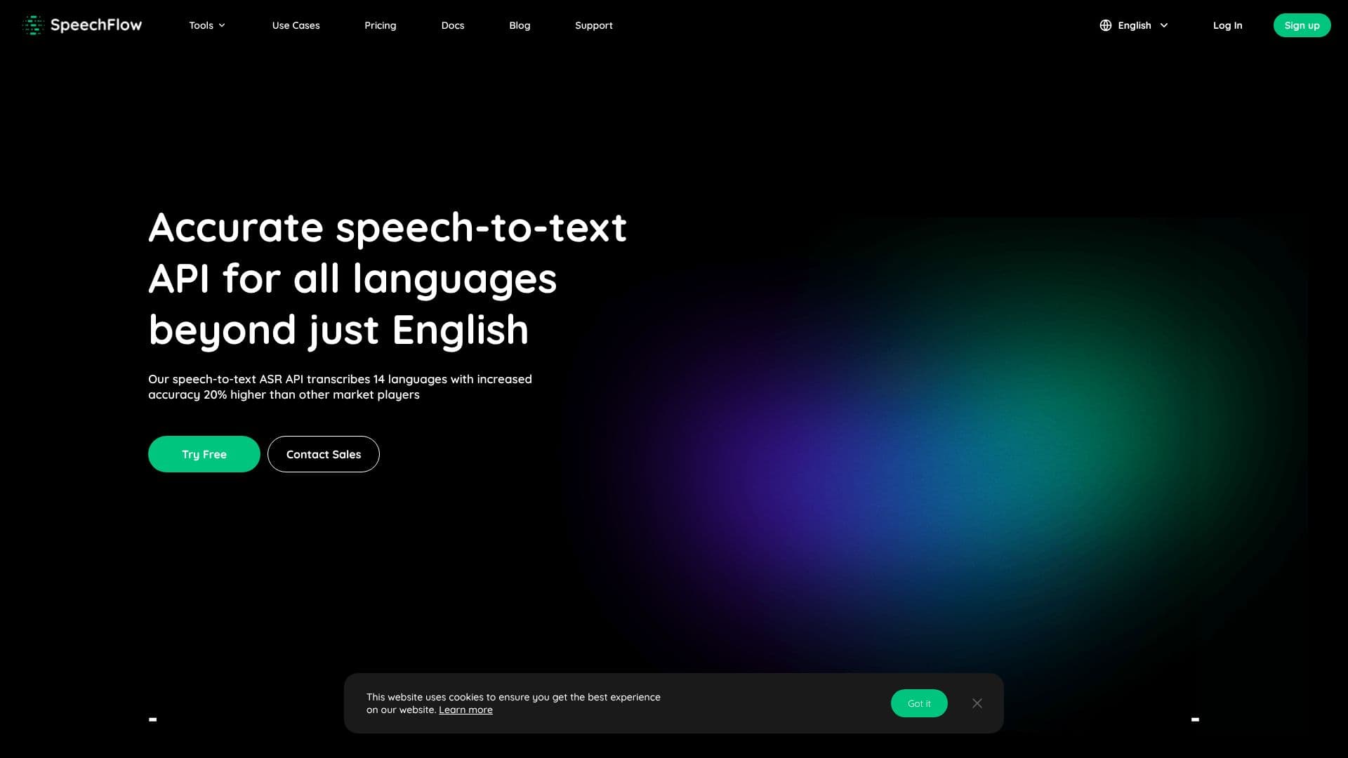 Скриншот SpeechFlow Speech to Text API