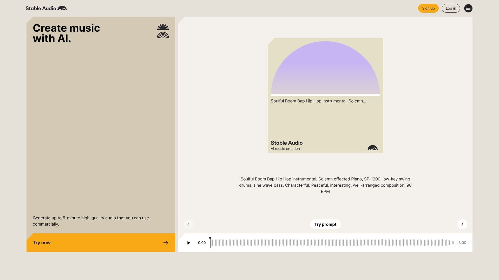 Screenshot von Stable Audio