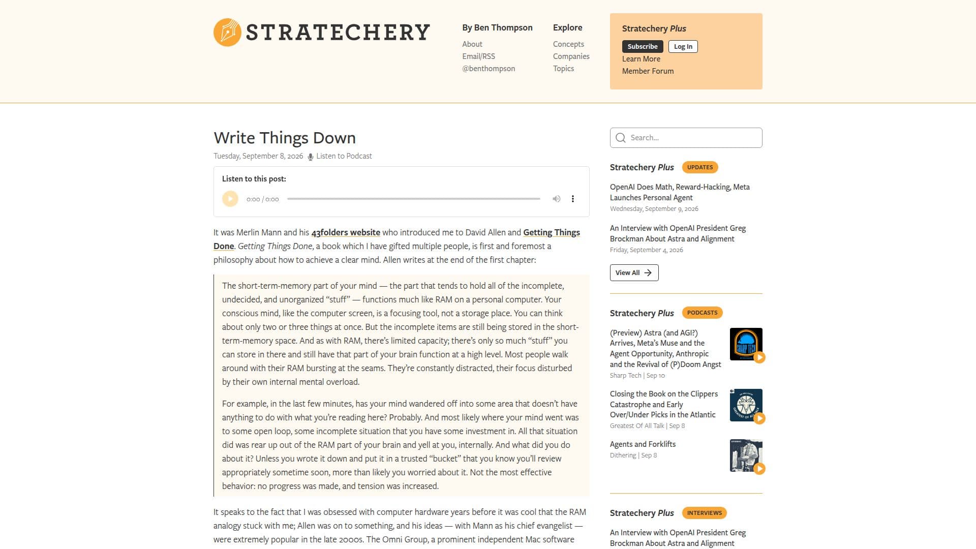 Stratechery par Ben Thompson screenshot