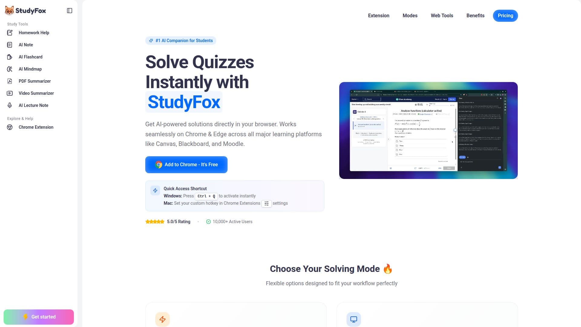 Capture d’écran de StudyFox