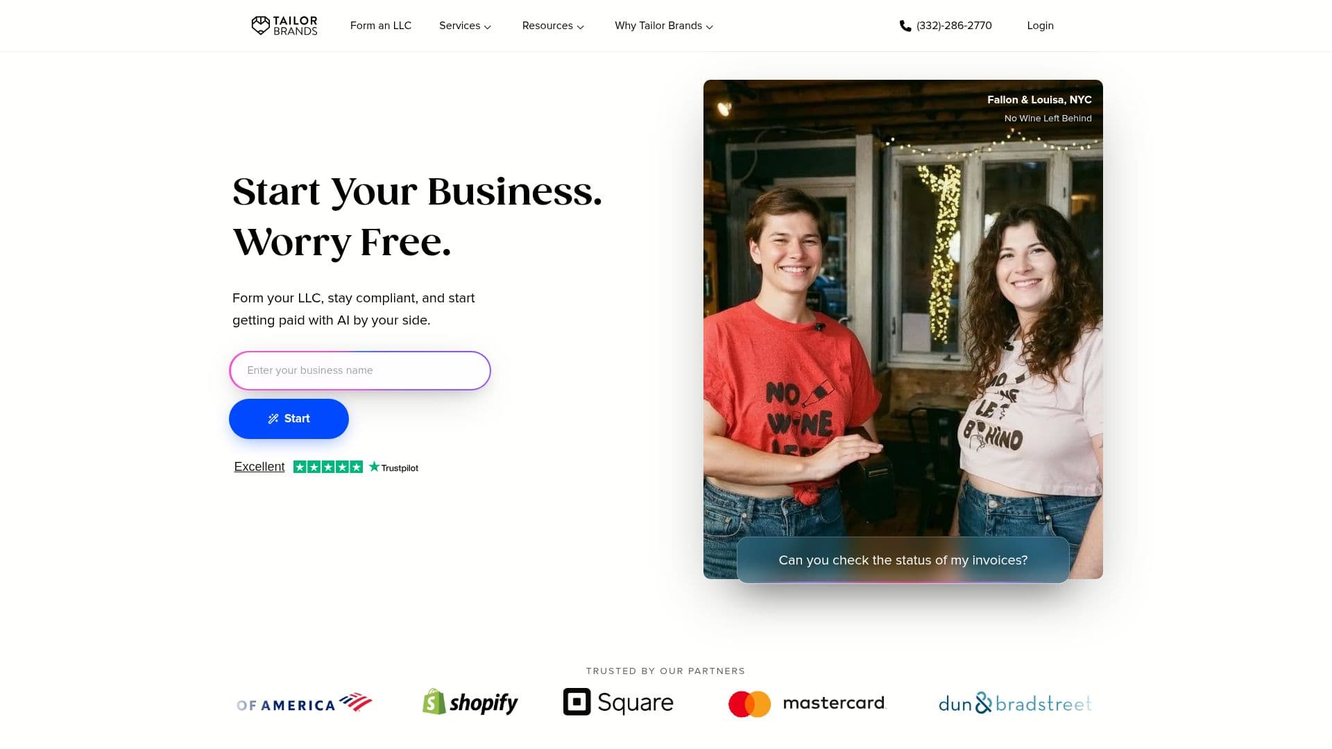 Screenshot von Tailor Brands